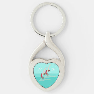 Konstnärlig simning twisted heart silverfärgad nyckelring