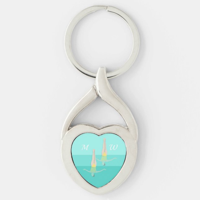 Konstnärlig simning twisted heart silverfärgad nyckelring (Framsidan)