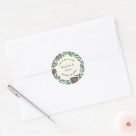 Konstnärlig skandinavisk folkdräkt floral bröllops runt klistermärke