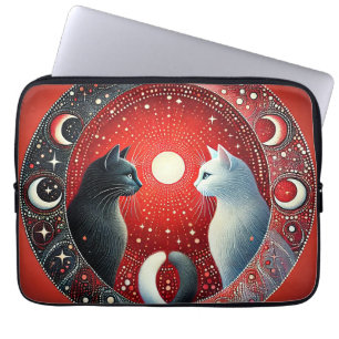 Konstnärlig skildring av Yin och Yang-katter Laptop Fodral