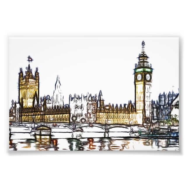 Konstnärlig skiss av Palace of Westminster Fototryck (Framsidan)