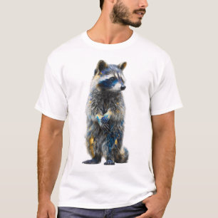 Konstnärlig stänkande målad tvättbjörn män t shirt