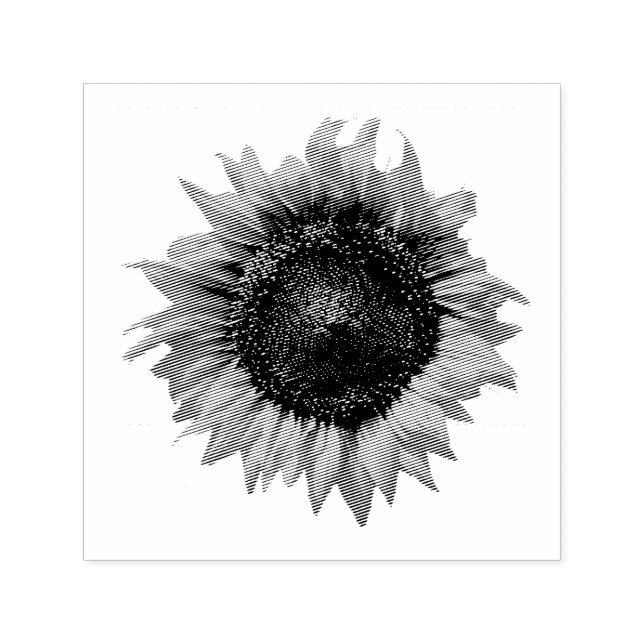 Konstnärlig stor vintage solros  självfärgande stämpel (Design)