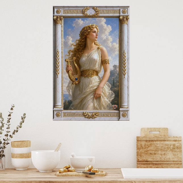 Konstnärlig Studie Av Evadne Karys Med Guldlyra Poster (Kök)