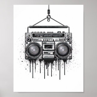 Konstnärlig svart boombox Poster väggkonst