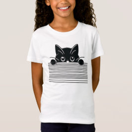 Konstnärlig svart katt-design t shirt