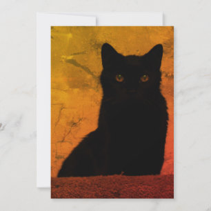 Konstnärlig svart katt tack kort