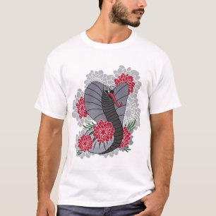 Konstnärlig Svart Kråka och Röda Rosor Herr Grafis T Shirt