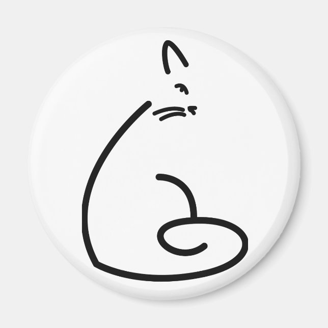 Konstnärlig swirly Cat Silhouette Magnet (Framsidan)