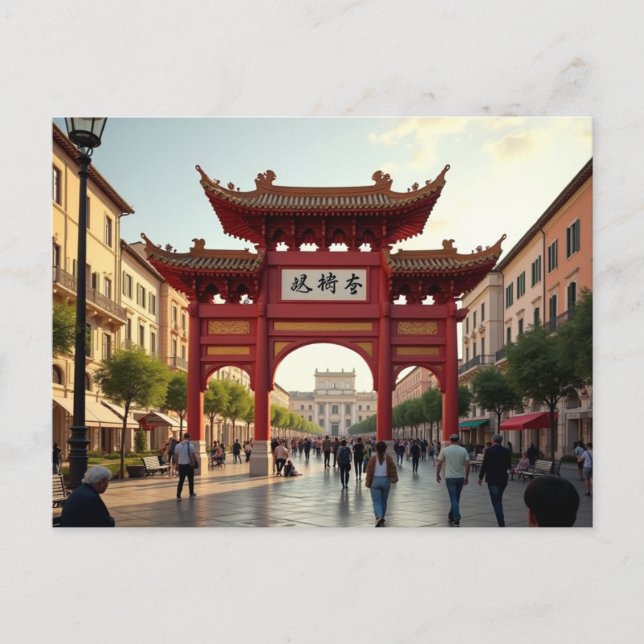 Konstnärlig syn på Piazza Vittorio Vykort (Framsida)