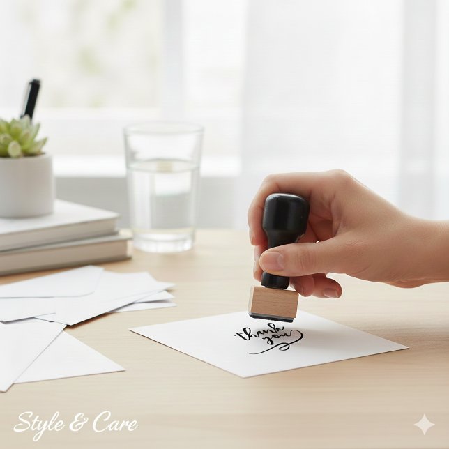 Konstnärlig Tack Tygstämpel i storlek 1 tum Stämpel (Artistic Thank You Rubber Stamp in 1 Inch Size)