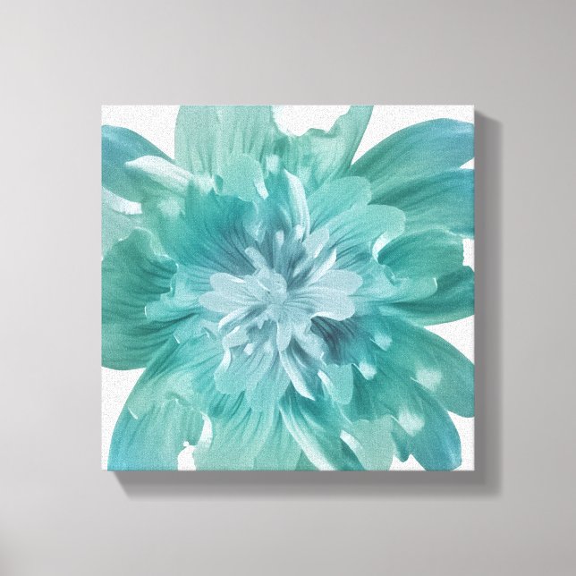 Konstnärlig Teal Blom Premium Canvas Väggkonst (Framsida)