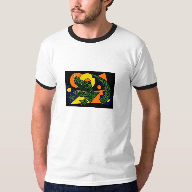 Konstnärlig tecknadskjorta för alligator AB Tee (Framsida)