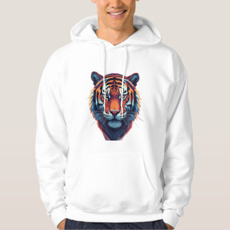 Konstnärlig Tigeransikte Hoodie – Djärv & Stilig