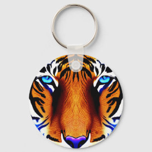 Konstnärlig tigerkatt med huvud Ansikte, kål, djur Nyckelring