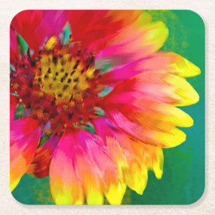 Konstnärlig tolkning av Indian Blanket-blomma Underlägg Papper Kvadrat