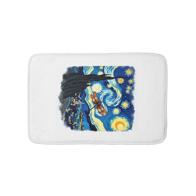 Konstnärlig Trollslända Tröja Van Gogh Stjärnkväll Badrumsmatta (Framsidan)