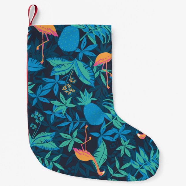 Konstnärlig tropisk: Flamingo Pineale Mönster. Liten Julstrumpa (Framsidan)
