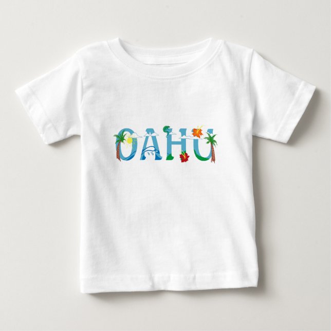 Konstnärlig tshirt för bebis för Oahu Hawaii T-shirt (Framsida)