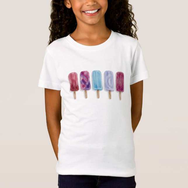 Konstnärlig vattenfärg för popsicles sommarstämnin t shirt (Framsida)