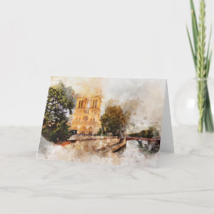 Konstnärlig vattenfärg i Notre-Dame-katedralen Par Tack Kort
