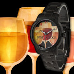 Konstnärlig vattenfärg Vin O Clock Armbandsur<br><div class="desc">Titta med en målning av tre glas vin. Siffrorna är separata bilder och kan tas bort om du inte behöver dem. Trevligt för vin älskare!</div>