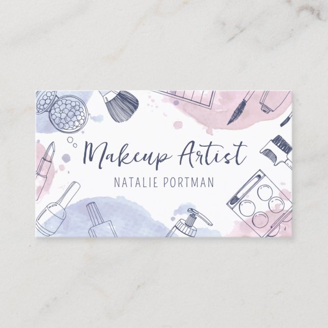 Konstnärlig vattenfärgsartist Stil Makeup Artist Visitkort (Framsida)