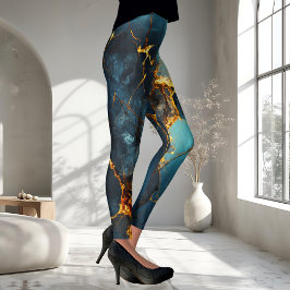 Konstnärlig vekturen Abstrakt Blue Ocher Leggings