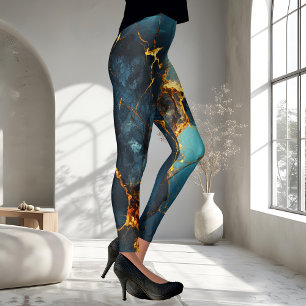 Konstnärlig vekturen Abstrakt Blue Ocher Leggings