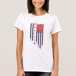 Konstnärlig vertikal amerikansk flagga t shirt