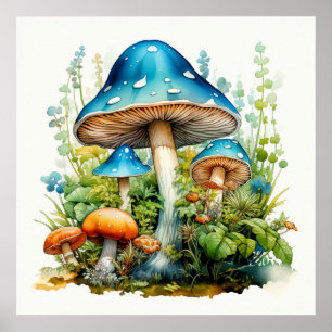 Konstnärlig vild psykedelisk svampillustration poster