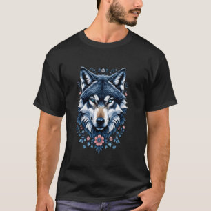 Konstnärlig Vilda Djur Vintage Blommig Varg Varg A T Shirt