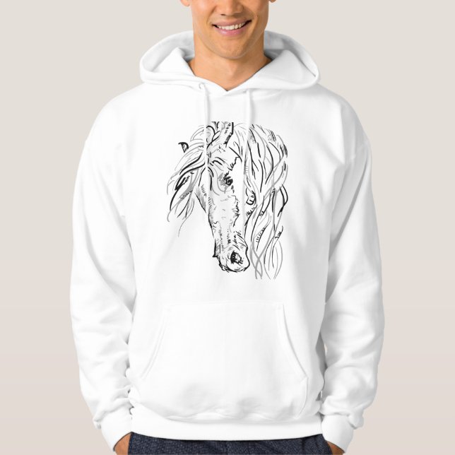 Konstnärlig Vildhäst Herrar Hoodie - Minimalistisk (Framsida)