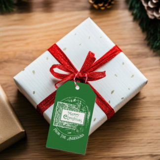 Konstnärlig Vintage Retro God Jul Anpassad Presentetikett