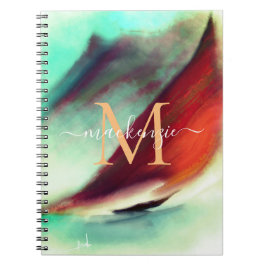 Konstnärlig Vintagebåt Vattenfärg Monogram Anteckningsbok