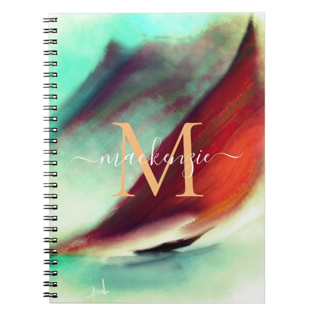 Konstnärlig Vintagebåt Vattenfärg Monogram Anteckningsbok (Framsidan)