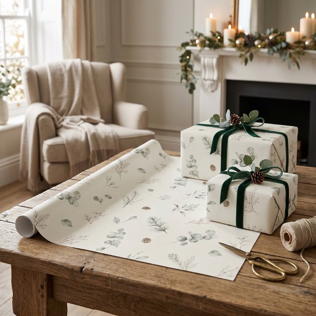 Konstnärlig vinter botanisk elegant jul presentpapper (Artisan Winter Botanical Elegant Christmas Wrapping Paper)