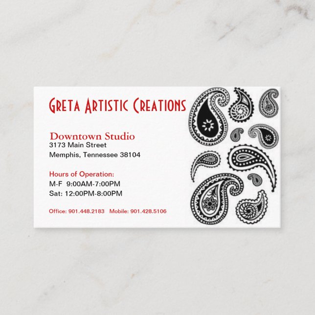 Konstnärlig visitkort (Framsida)