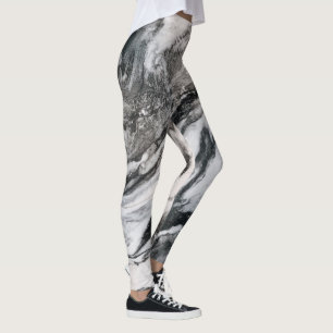 Konstnärlig vit kål Marble Mönster Leggings