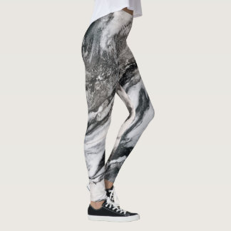 Konstnärlig vit kål Marble Mönster Leggings