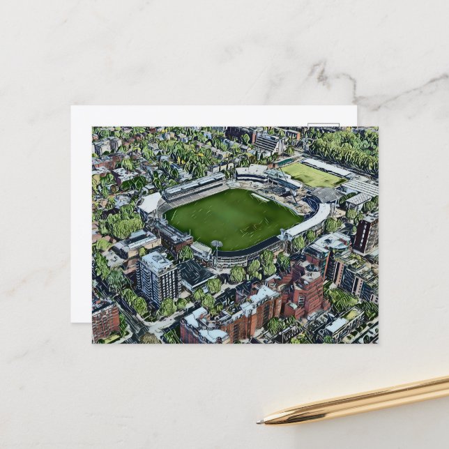Konstnärlig vy över Lord's Cricket Ground, London Vykort (Fram/Back In Situ)