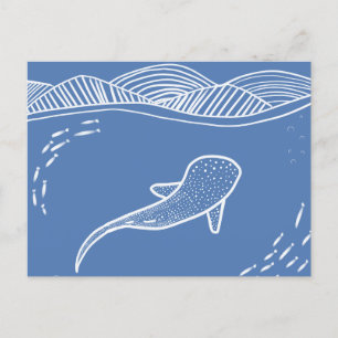 Konstnärlig Whale Shark Line Art Vykort
