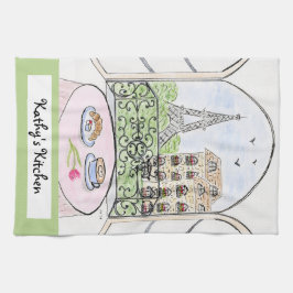 Konstnärlig Whimsical Paris Eiffeltornet PERSONALI Kökshandduk