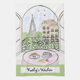 Konstnärlig Whimsical Paris Eiffeltornet PERSONALI Kökshandduk