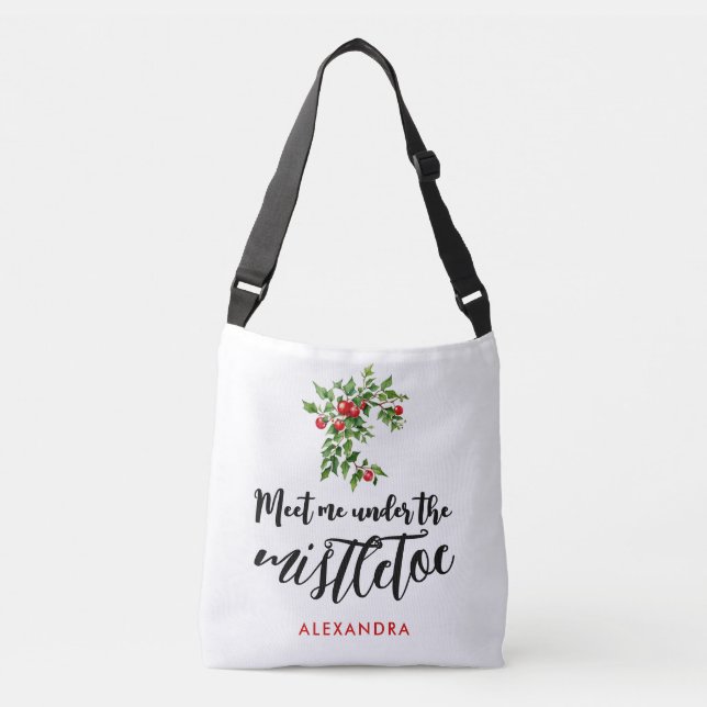 Konstnärlig Whimsical Röd Och Grön Mistel Vattenfä Axelväska (Framsida)