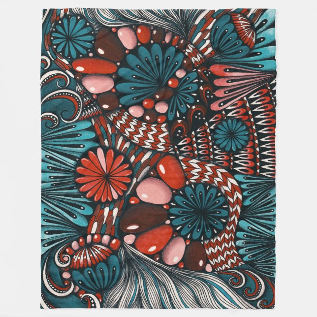 Konstnärlig Zentangle Neurographica Mönster Fleece (Framsidan)