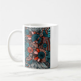 Konstnärlig Zentangle Neurographica Mönster Kaffe Kaffemugg