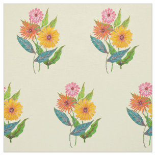 Konstnärlig Zinnia Vildblomma Blomma Tyg