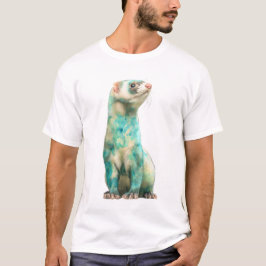 Konstnärliga akvarell teal marmor ferret män t shirt