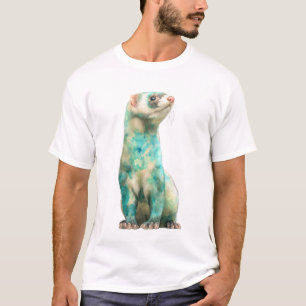 Konstnärliga akvarell teal marmor ferret män t shirt
